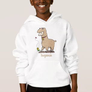 Camiseta Alpaca feliz e giro com cartoon de borboleta