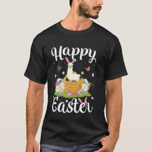 Camiseta Alpaca Feliz Páscoa Caça ao Ovo Coelho Orelha Alpa