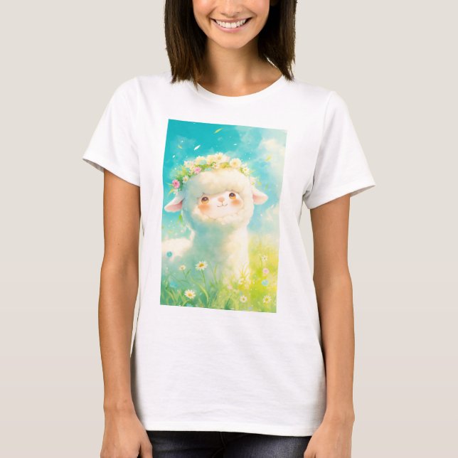 Camiseta Alpaca Flower Crown Bliss (Frente)