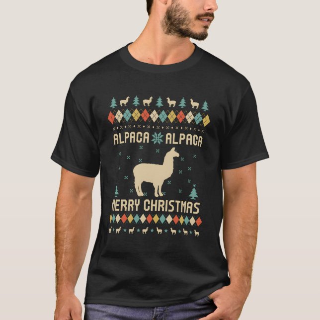 Camiseta Alpaca Funny Ugly Sweater Retro Para Cristo (Frente)