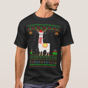 Camiseta Alpaca Lhama Chapéu de Natal Correspondência Feia