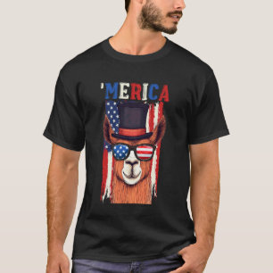 Camiseta Alpaca 'MERICA Estrelas e Listras Llama Alpaca Eng