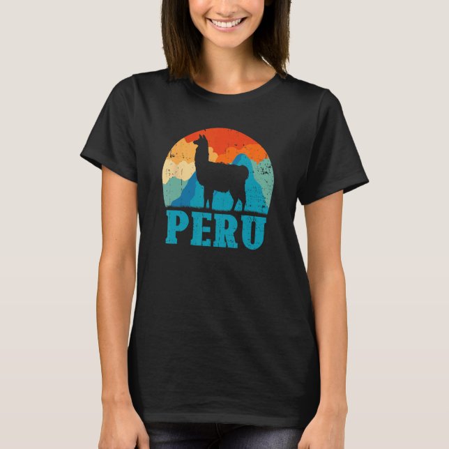 Camiseta Alpaca Peruengraçado Retro Lhama Peruana (Frente)