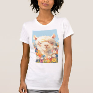 Camiseta Alpaca se Escondendo em Flores