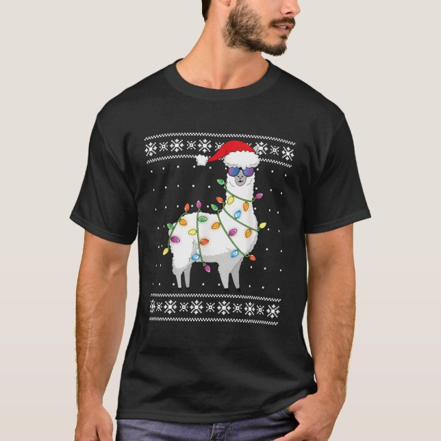 Camiseta Alpaca Tree Funny Ugly Para O Natal (Frente)