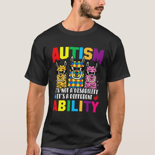 Camiseta Alpacas Llama Autismo Roupas de Conscientização do (Frente)