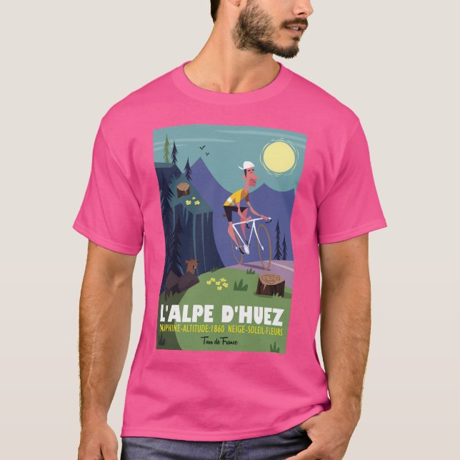 Camiseta Alpe D'Huez Cycling Poster (Frente)