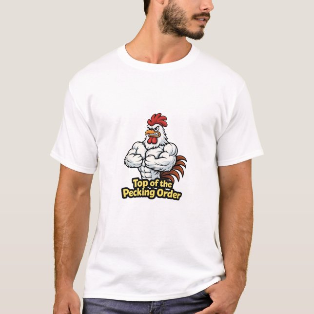 Camiseta Alpha Rooster Artwork – Funny Power Animal Design (Frente)