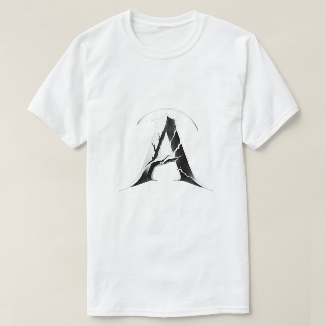 Camiseta Alpha Shadow A – Premium Letra A Escura (Frente do Design)