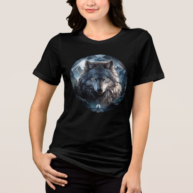 Camiseta Alpha Wolf in Ice Mountains Artwork (Frente)