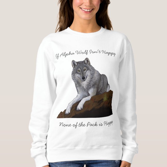 Camiseta Alpha Wolf não é feliz (Frente)