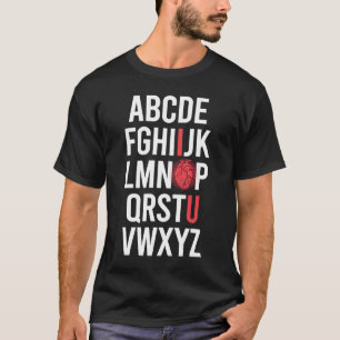 Camiseta ALPHABET ABC EU TE AMO Namorados Coração Anatômico