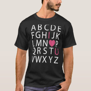 Camiseta Alphabet Abc I Heart You Teacher Dia de os namorad