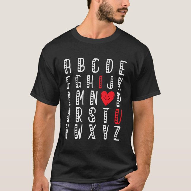 Camiseta Alphabet ABC I Love You Dia de os namorados Meme (Frente)