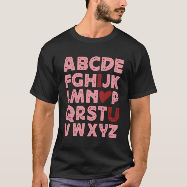 Camiseta Alphabet Abc I Te Amo Dia Ele (Frente)