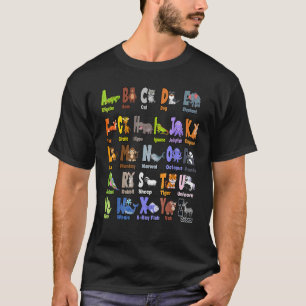 Camiseta Alphabet Animal ABC Aprendendo Para Meninas Adulto