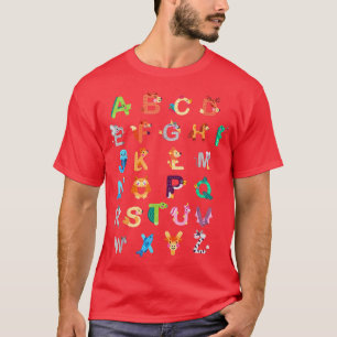 Camiseta Alphabet Animal ABCs Learning Back to School Boys 