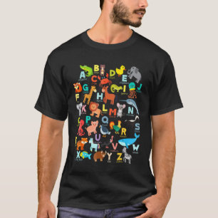 Camiseta Alphabet Animal Abcs Learning For Boys Girls Adul