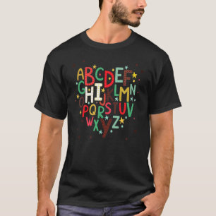 Camiseta Alphabet Bonito Pré-Jardim Infantil K De Volta À E