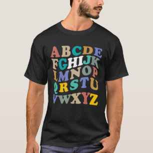 Camiseta Alphabet do Jardim Infantil ABC de volta ao Ensino