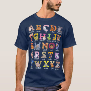Camiseta Alphabet Letters Cat Dog Ferret Hamster