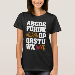 Camiseta Alphabet Melanin Black Pride Afro-Americano