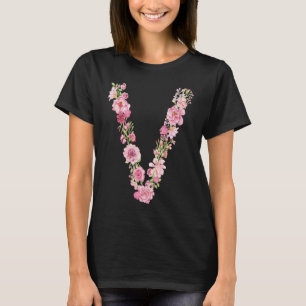 Camiseta Alphabet Monogramas Flores Florais legal Letra Flo