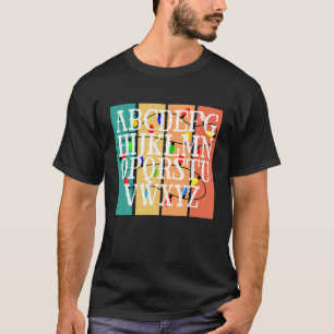 Camiseta Alphabet Teacher Christmas Lights Kindergarten Tea