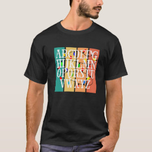 Camiseta Alphabet Teacher Christmas Lights Kindergarten Tea