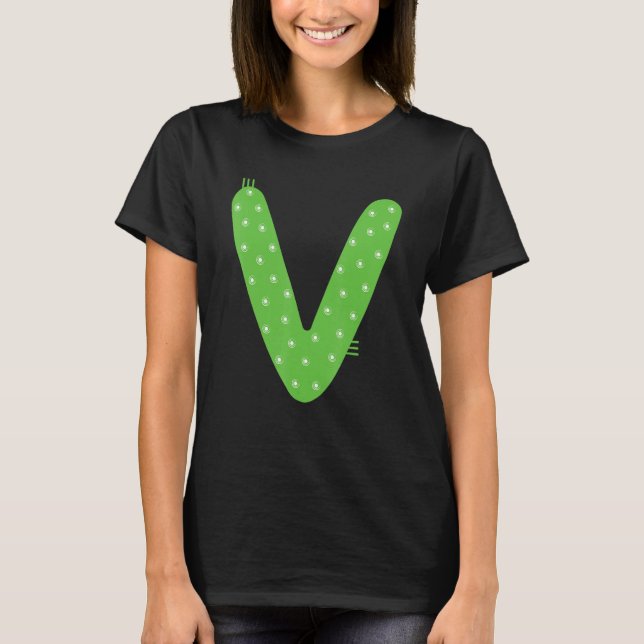 Camiseta Alphabet Whimsical - Letra V Tipografia - Caracter (Frente)