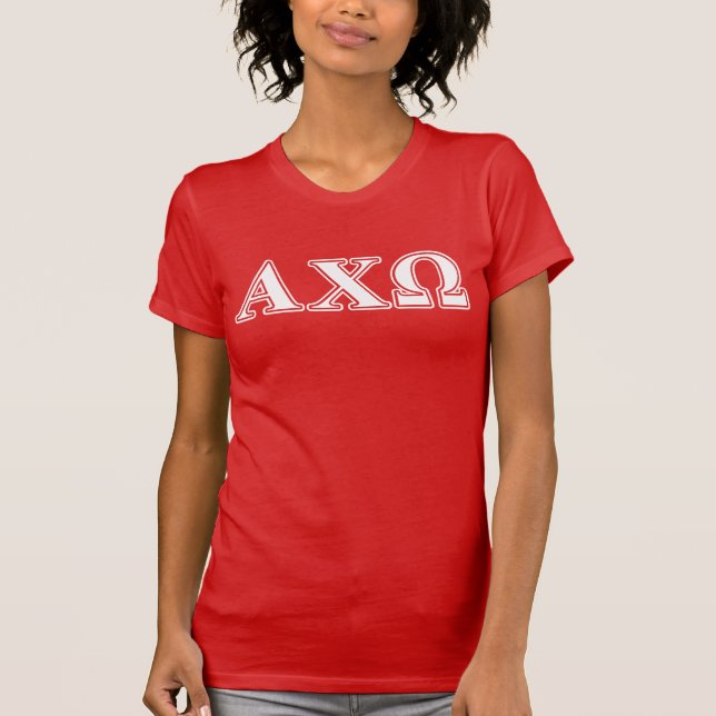 Camiseta Alphi Chi Omega Letras Brancas e Vermelhas (Frente)