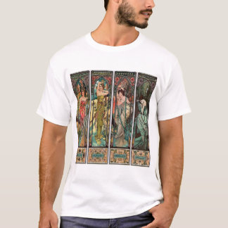 Camiseta Alphonse Mucha art, art nouveau, vintage, fêmeas