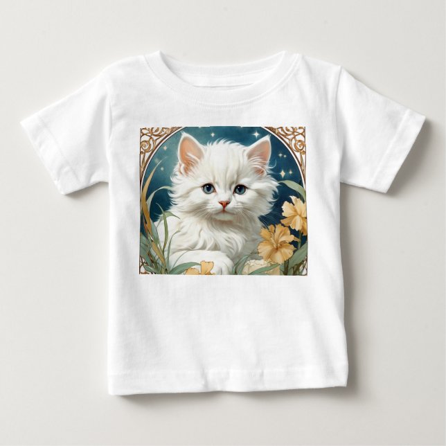 Camiseta Alphonse Mucha Art Nouveau Kitten (Frente)