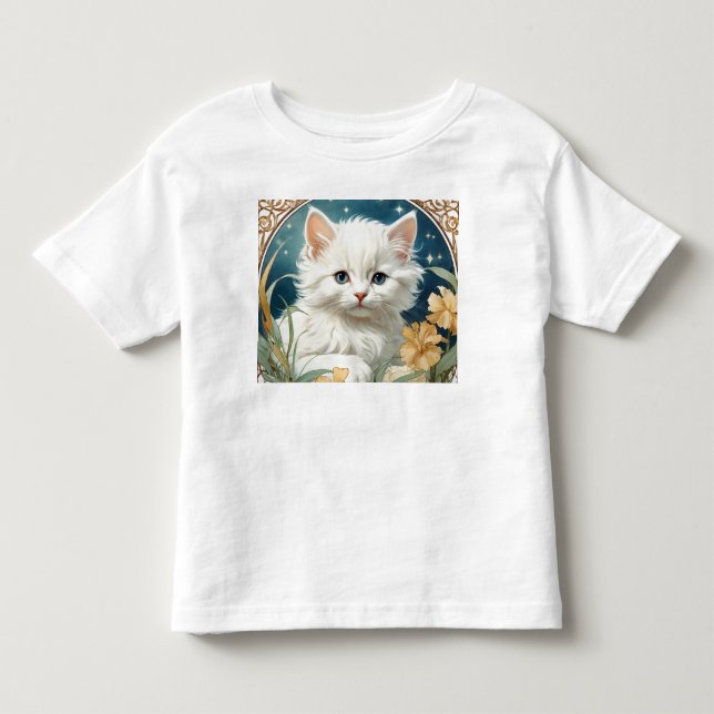 Camiseta Alphonse Mucha Art Nouveau Kitten (Frente)