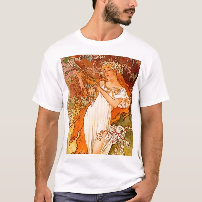 Camiseta Alphonse Mucha Art Nouveau Primavera (Frente)