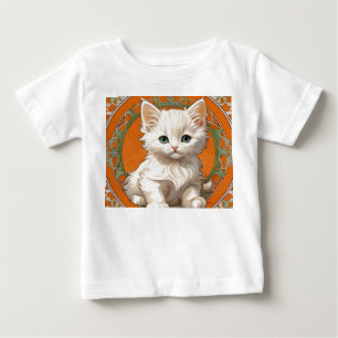 Camiseta Alphonse Mucha Art Nouveau White Kitten