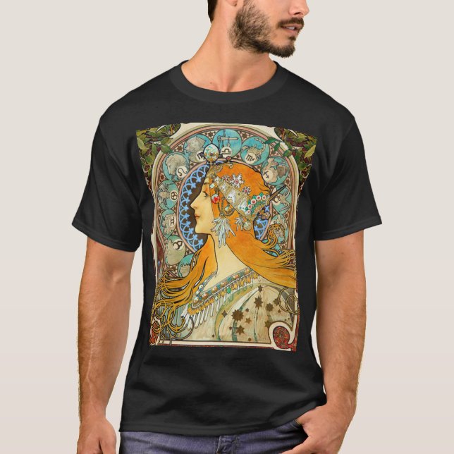 Camiseta Alphonse Mucha Art Nouveau Zodiac (Frente)