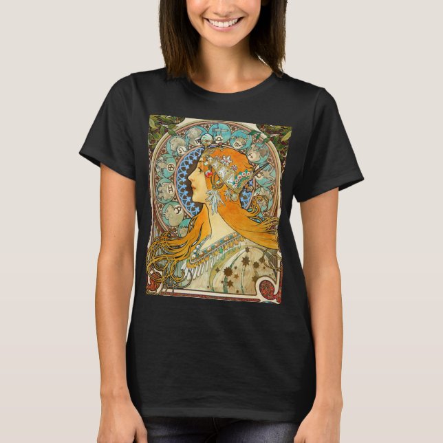 Camiseta Alphonse Mucha Art Nouveau Zodiac (Frente)