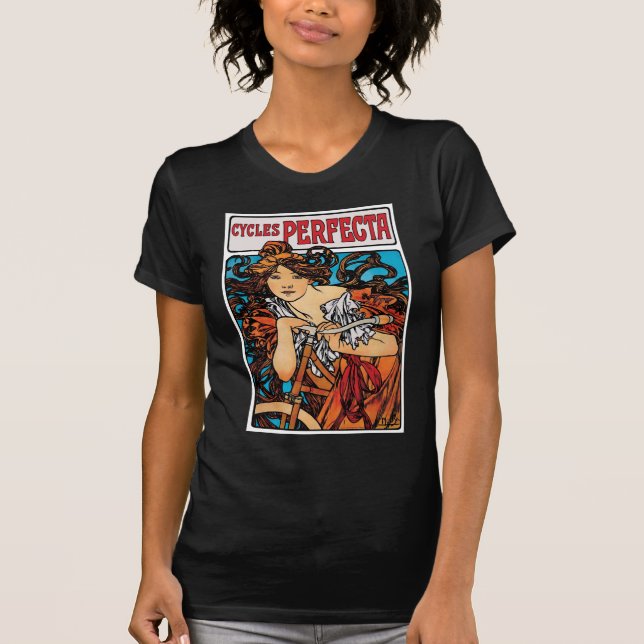 Camiseta Alphonse Mucha - Ciclos Perfecta Retro Art Nouveau (Frente)