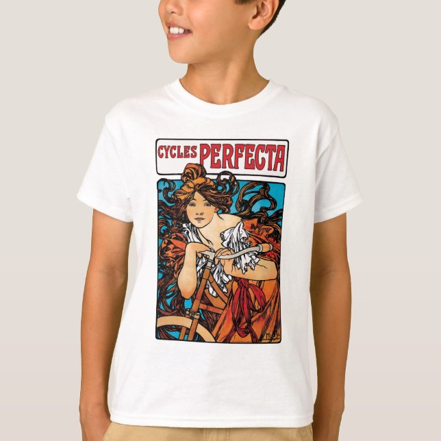 Camiseta Alphonse Mucha - Ciclos Perfecta Retro Art Nouveau (Frente)