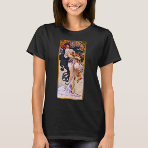 Camiseta Alphonse Mucha Estação de Outono, Arte Nova Vintag