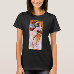 Camiseta Alphonse Mucha Estação do Verão, Arte Nova Vintage