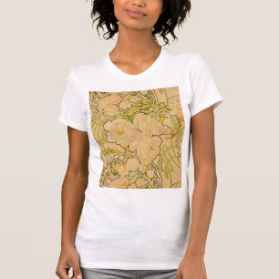 Camiseta Alphonse Mucha - peônias