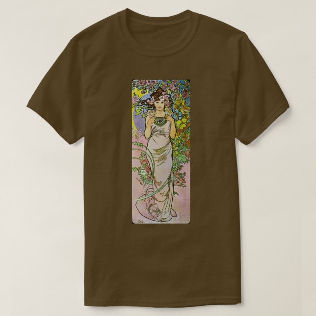 Camiseta Alphonse Mucha Rosa (Frente do Design)
