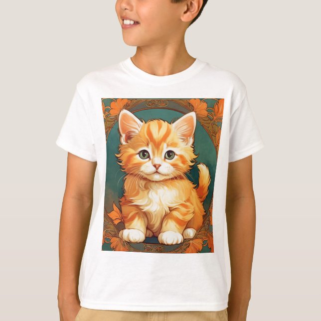 Camiseta Alphonse Mucha Style Orange Cat (Frente)