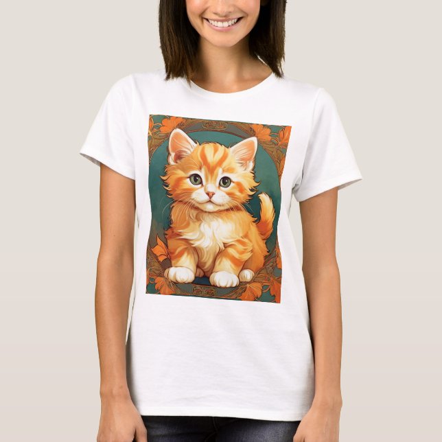 Camiseta Alphonse Mucha Style Orange Cat (Frente)