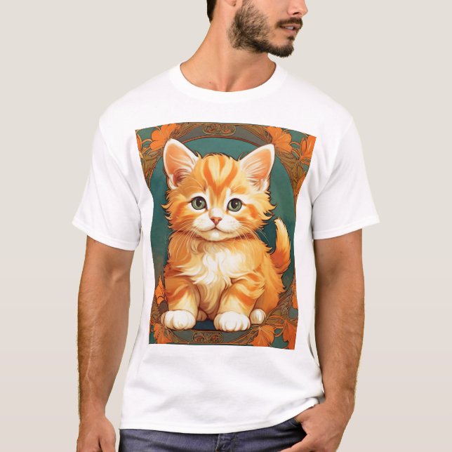Camiseta Alphonse Mucha Style Orange Cat (Frente)