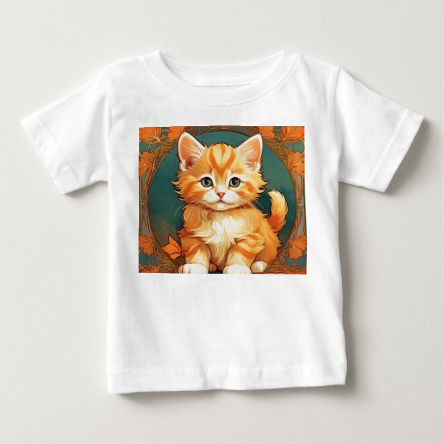 Camiseta Alphonse Mucha Style Orange Cat (Frente)