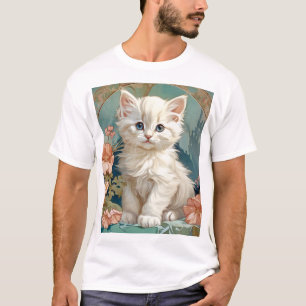 Camiseta Alphonse Mucha Style White Cat