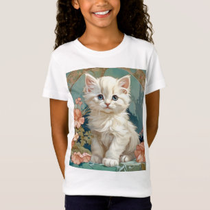 Camiseta Alphonse Mucha Style White Cat